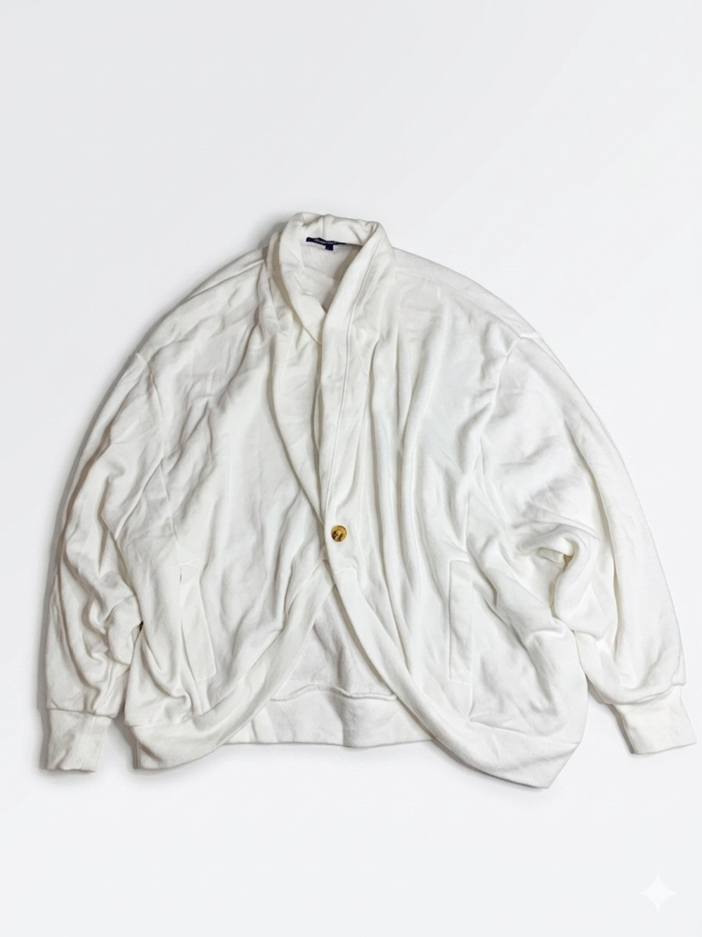Ocean Drive White Shawl Collar Sweatshirt Cardigan - Large